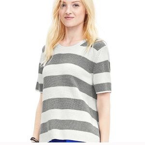 Banana Republic Gray Stripe Open Back Sweater M